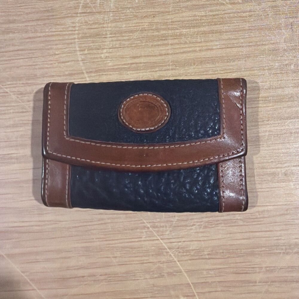 Vintage Dooney & Bourke Leather 6 Key Holder Navy Tan Case Made in USA